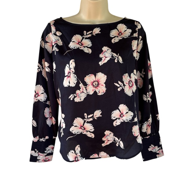 Ann Taylor Tops - Ann Taylor Women's Boatneck Popover Floral Long Sleeve Top Blouse Size XS Petite